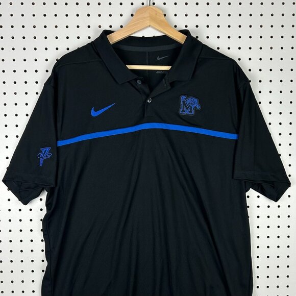 Nike 1 Cent Memphis Tigers Polo XLT Black Basketball Team Issued Penny Hardaway - Picture 2 of 7